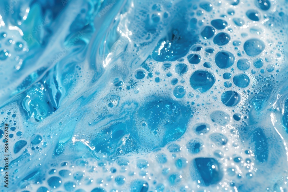 Blue foam gel for cosmetic cleansing in water texture Blue foam gel for cosmetic cleansing in water texture