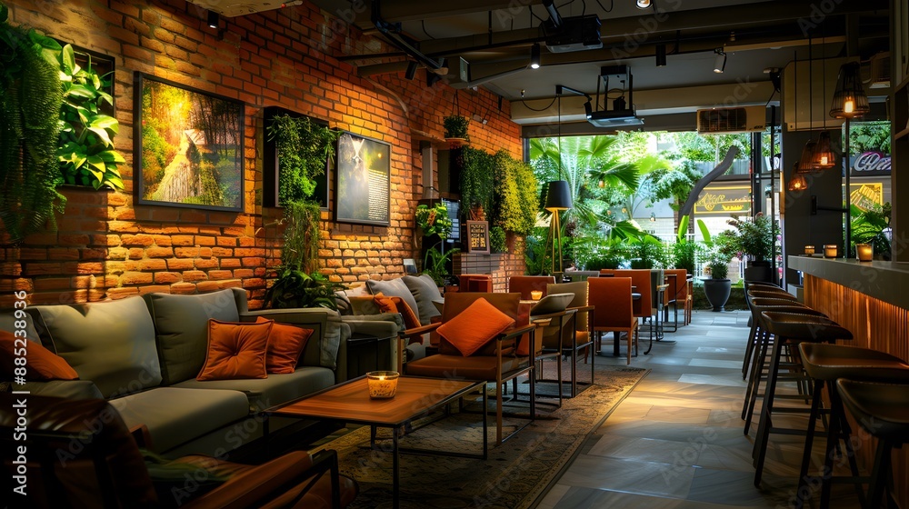 A cafe with cozy sofas and low tables img A cafe with cozy sofas and low tables img