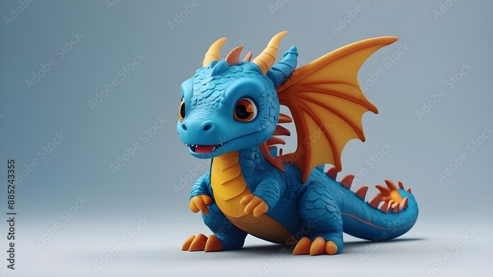 Fototapeta premium blue dragon on white