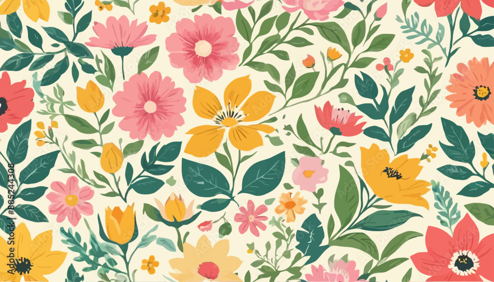 Vibrant Flower Garden Pattern Vibrant Flower Garden Pattern