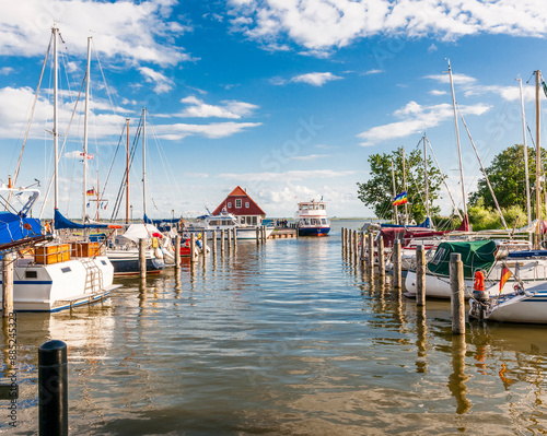 Germany, Mecklenburg-Vorpommern, Born auf dem Darss, Boats moored in summer marina photo