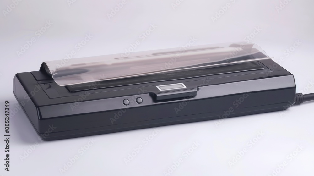 Vacuum sealer machine with a sleek design, ready for sealing food, positioned on a white background with isolate white background Vacuum sealer machine with a sleek design, ready for sealing food, positioned on a white background with isolate white background