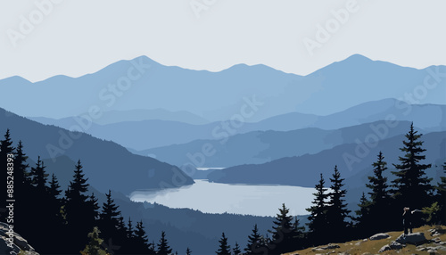 Peaceful Mountain Lake Scenery
