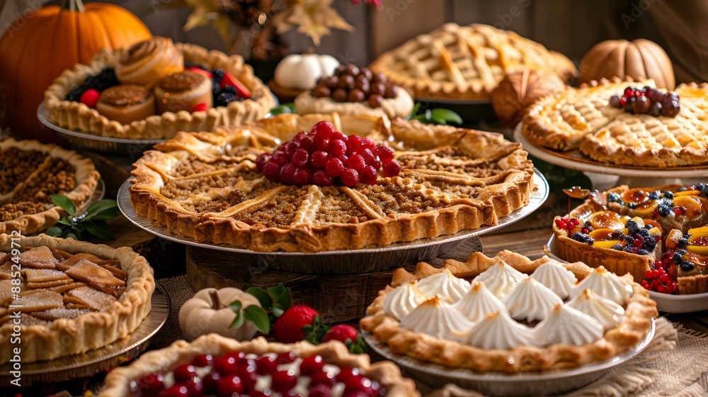 Thanksgiving holiday pies with a variety of fillings picture