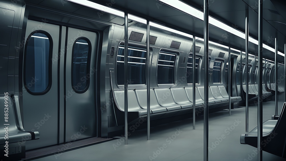 Subway car empty interior 3d rendering Subway car empty interior 3d rendering