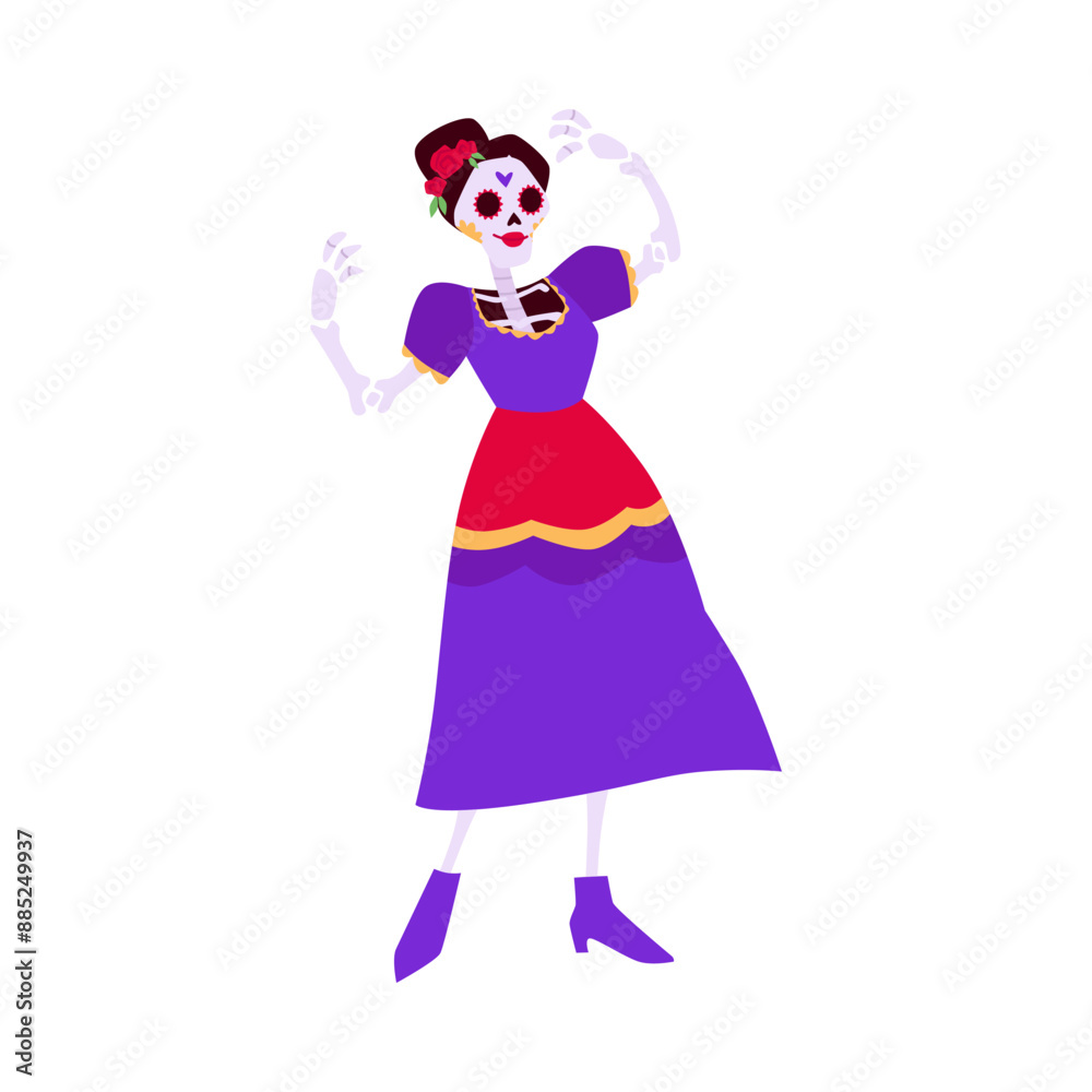 Illustration of a skeleton for the Day of the Dead holiday. Illustration of a skeleton for the Day of the Dead holiday.