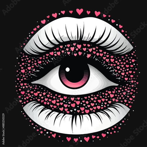 Eye with Heart Embellishments