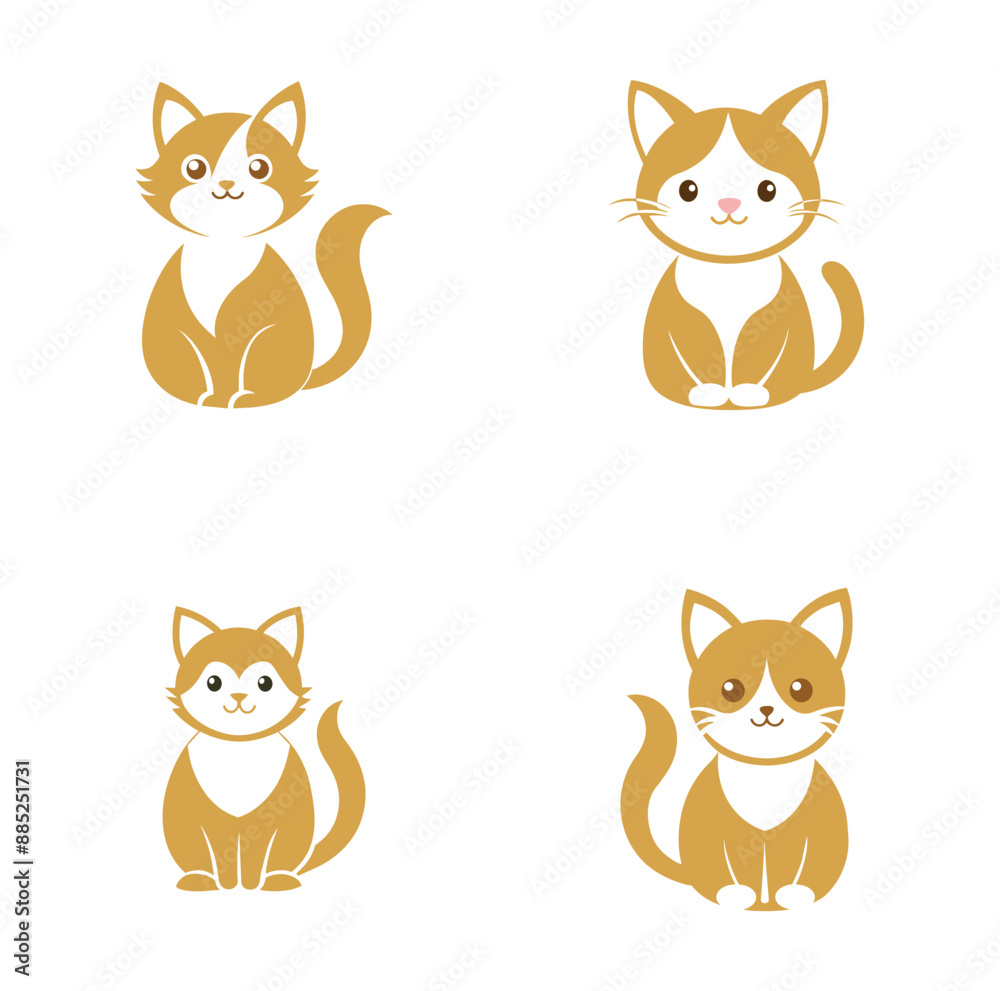 Cute cat icons, kitten logo. Vector cartoon illustration. Cute cat icons, kitten logo. Vector cartoon illustration.