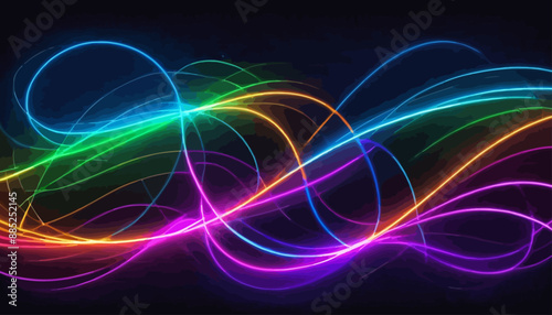 Colorful Abstract Light Trails on Black Background