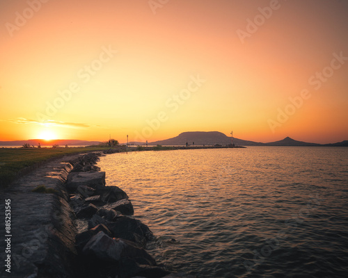 Wonderful sunset over lake ...