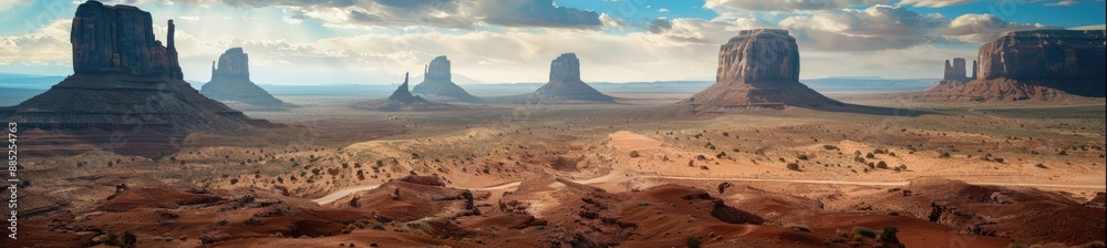 Fototapeta premium Monument Valley: A Panorama of Majestic Red Rock Formations