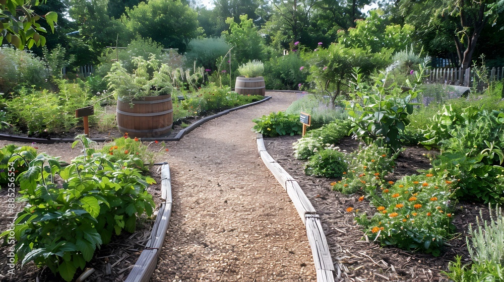 A garden with medicinal plants and herbs planted image A garden with medicinal plants and herbs planted image