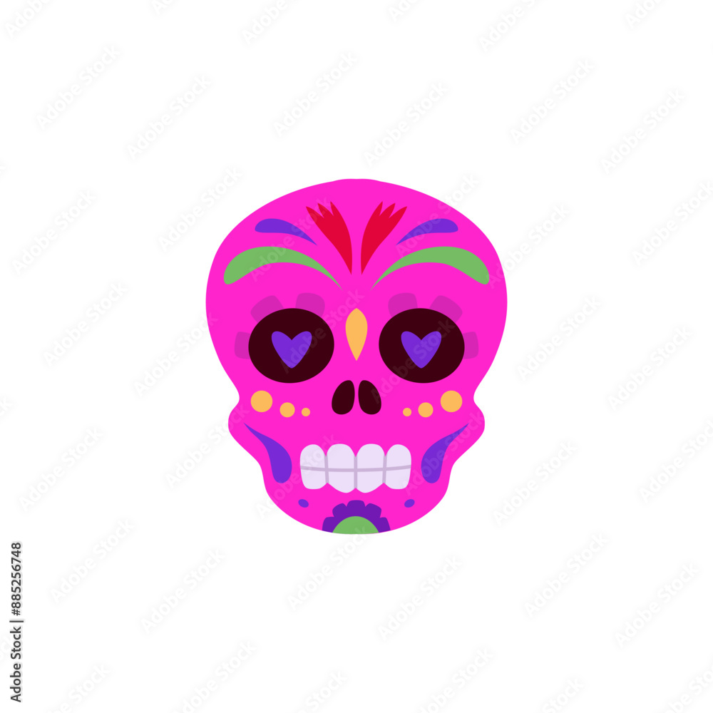 Fototapeta premium Mexican Day of the Dead, pink sugar skull. Flat style.
