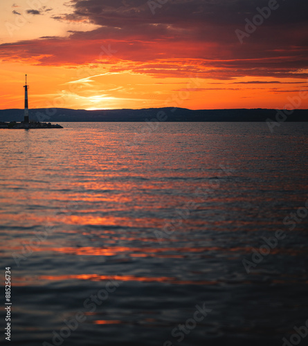 Wonderful sunset over lake ...