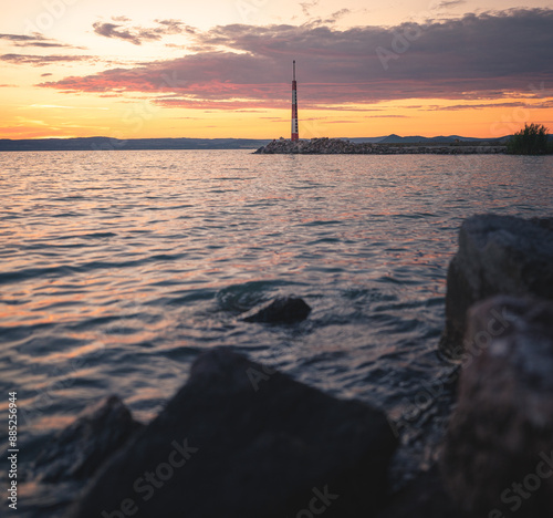 Wonderful sunset over lake ...