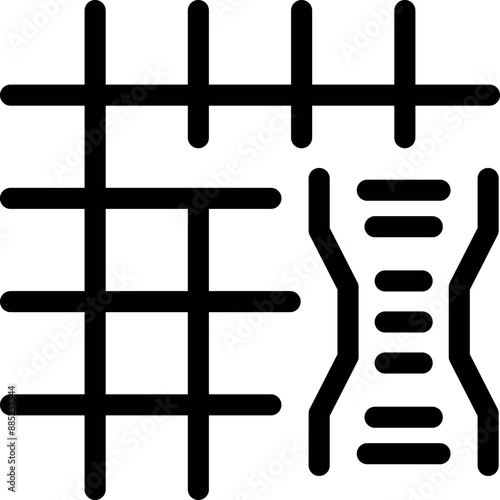 Black icon of a rebar grid reinforcing a concrete slab foundation