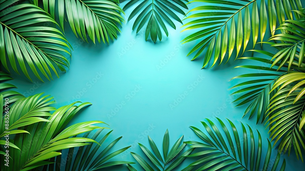 Fototapeta premium Tropical palm leaf background for a vibrant and fresh design , nature, green, leaves, foliage, tropical, palm trees, background