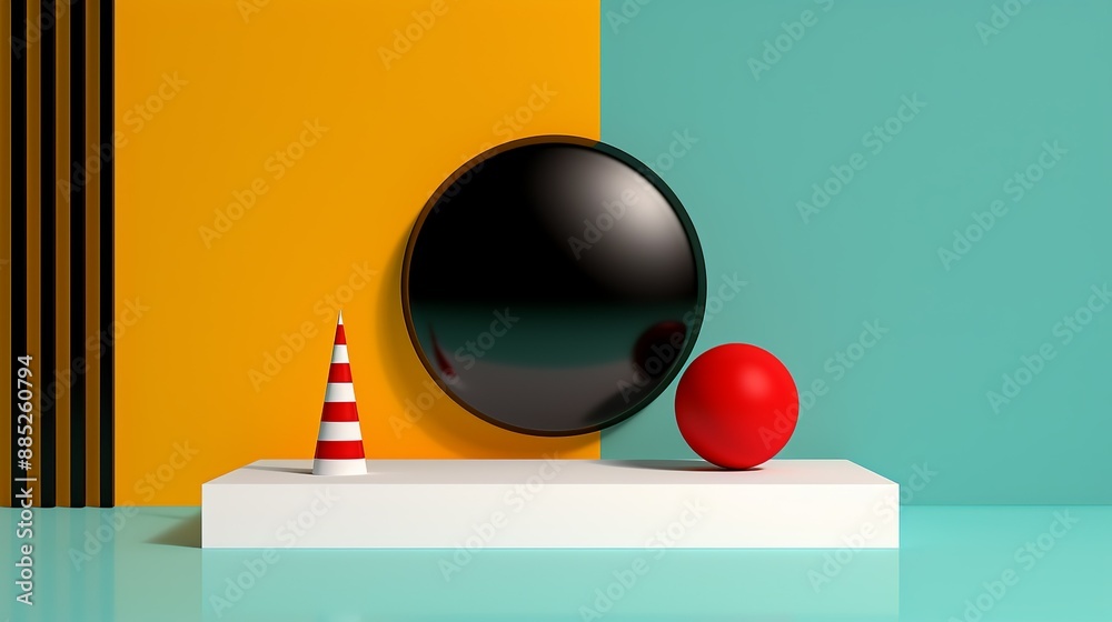 Playful design featuring vibrant colors and abstract geometric shapes, creating a visually stimulating experience. Illustration, Image, , Minimalism, Playful design featuring vibrant colors and abstract geometric shapes, creating a visually stimulating experience. Illustration, Image, , Minimalism,