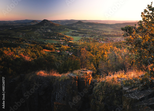 View on Balaton Uplands and its vulcanic mountains
