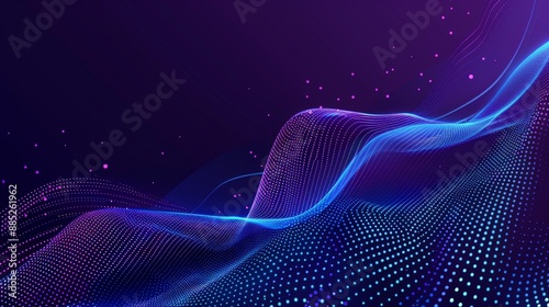 Glowing blue and purple abstract wave pattern on a dark background