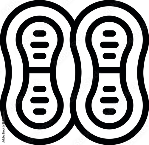 Simple black line icon of a pair of orthopedic insoles designed for flatfoot correction