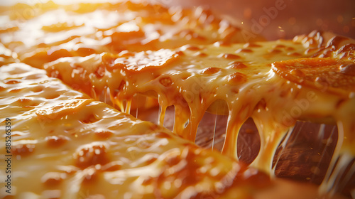 Cheese pizza slice taken off from larger pizza photo