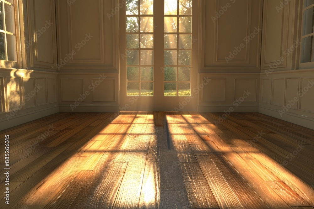 Warm sunlight streaming through window in elegant room Warm sunlight streaming through window in elegant room
