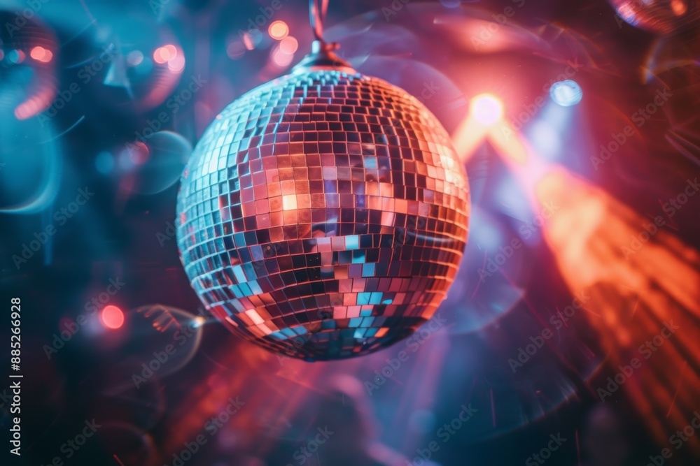 Obraz premium Glamorous disco ball illuminated at vibrant party night