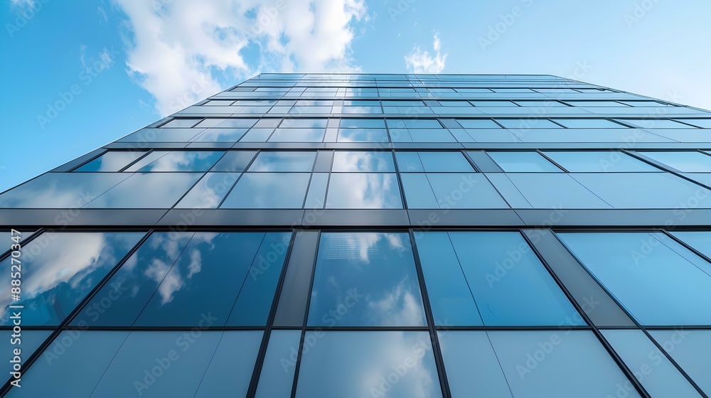 Facade with mirror inserts of an office building image Facade with mirror inserts of an office building image
