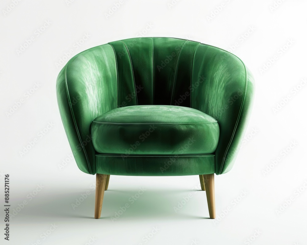 Fototapeta premium Furniture Chair. Isolated 3D Rendering of Modern Green Velvet Chair for Office