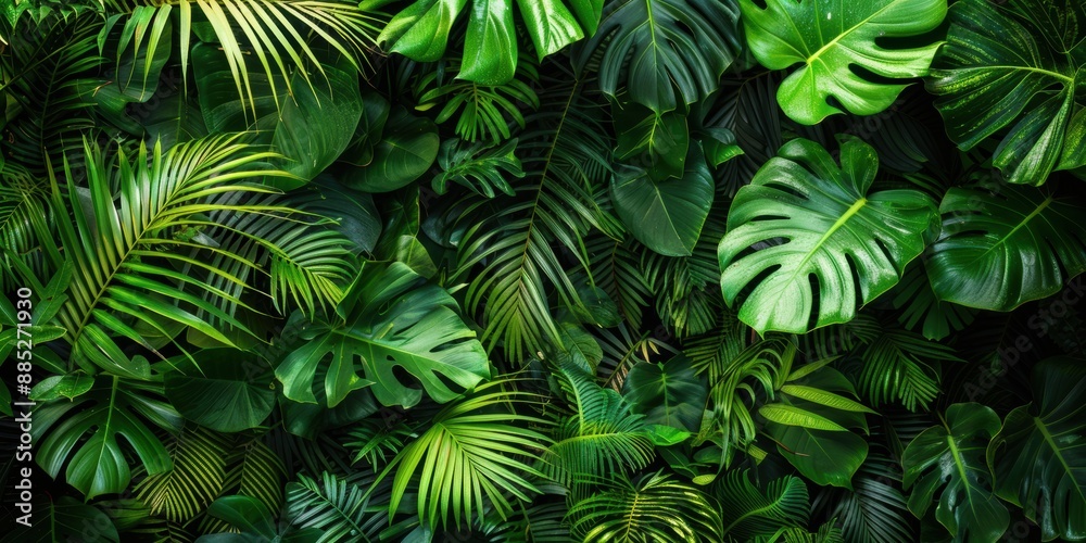 Tropical green leaf frame with white space in the middle Tropical green leaf frame with white space in the middle