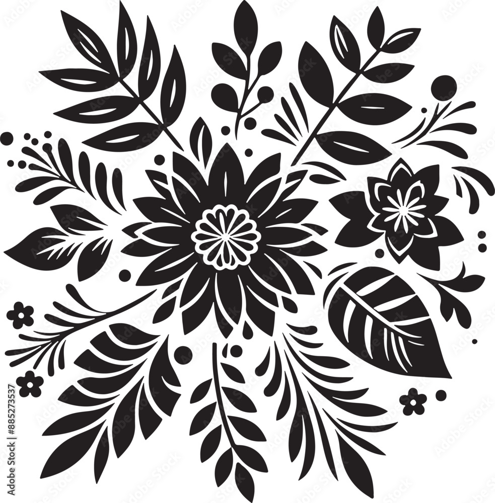 Obraz premium Editable Flower Decoration Elements Silhouette Vector Design