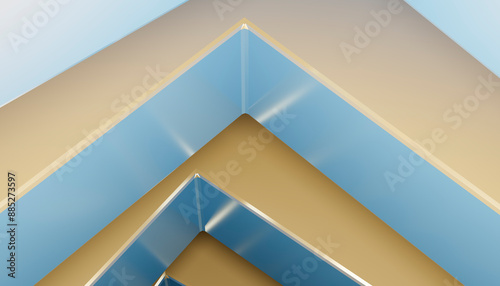 3D rendering of abstract geometric shapes over blue background