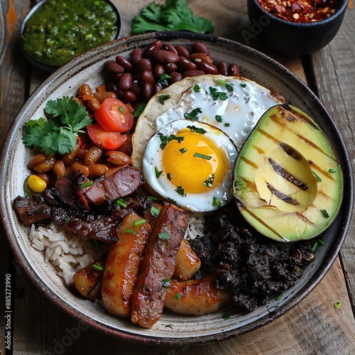 Bandeja paisa typical dish at the Antioquea region  photo