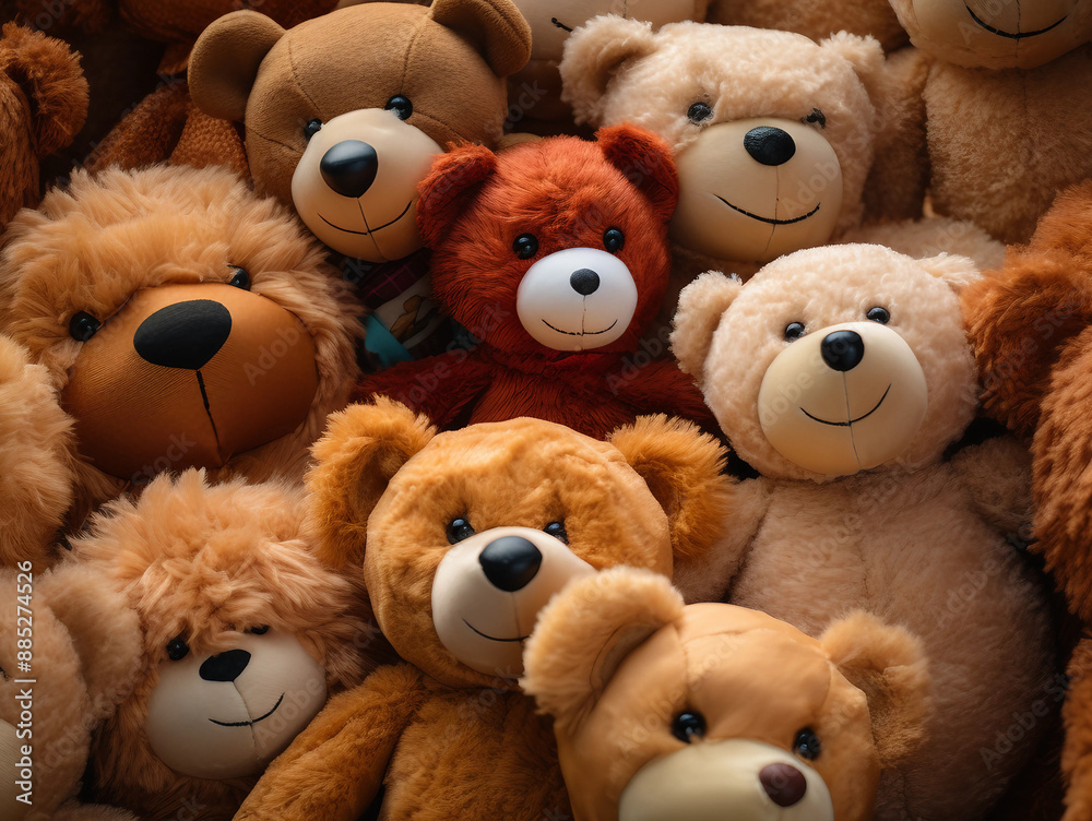 Group of Teddy Bears in Various Sizes and Colors Group of Teddy Bears in Various Sizes and Colors
