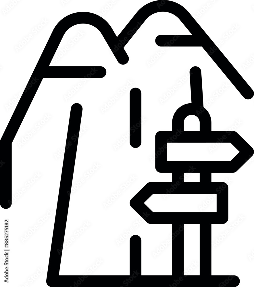 Hiking signpost is indicating multiple paths for hikers on a mountain trail Hiking signpost is indicating multiple paths for hikers on a mountain trail