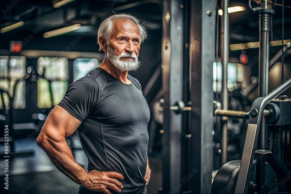 Senior Man Working Out in Gym. Senior Man Working Out in Gym.
