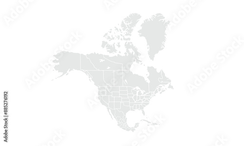 North America map illustration,isolated on white background for website layouts,background,education, precise,customizable,Travel worldwide,map silhouette backdrop,earth geography, political,reports.