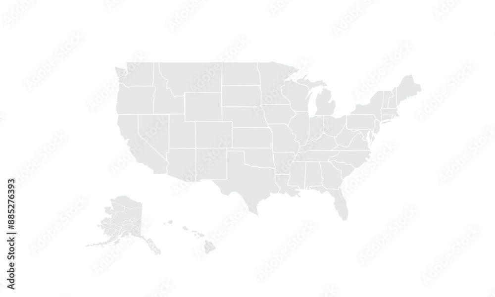 Obraz premium USA map illustration,isolated on white background for website layouts,background,education, precise,customizable,Travel worldwide,map silhouette backdrop,earth geography, political,reports.