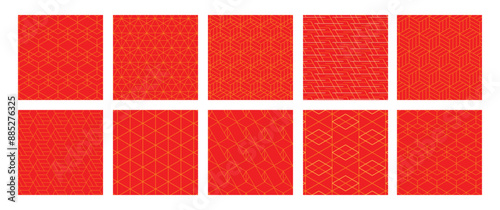 10 Pattern geometric designs bundle.