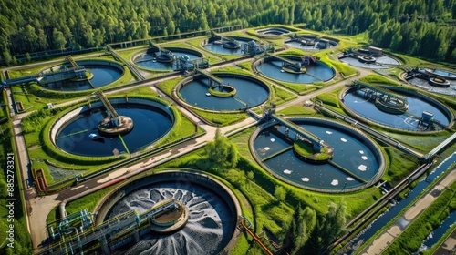 Water Engineering. Modern Urban Wastewater Treatment Plant with Recycling and Purification Technology © Alona