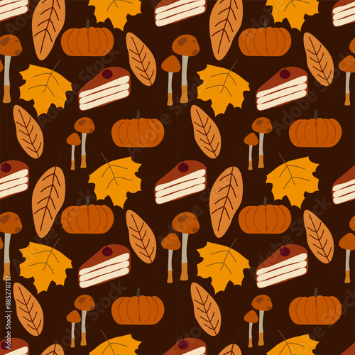 Autumn vector ilustration seamless patern.Great for textile,fabric,wrapping paper,and any print.Vintages style.
