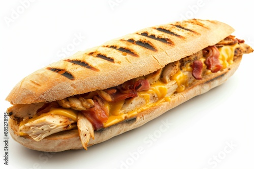 panini sandwich, isolé sur fond blanc, recette jambon fromage, ia générative