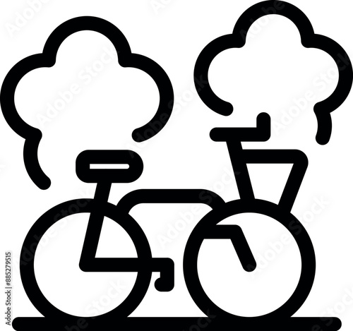 Bicycle is parked under a cloudy sky, enjoying the fresh air and the peacefulness of nature