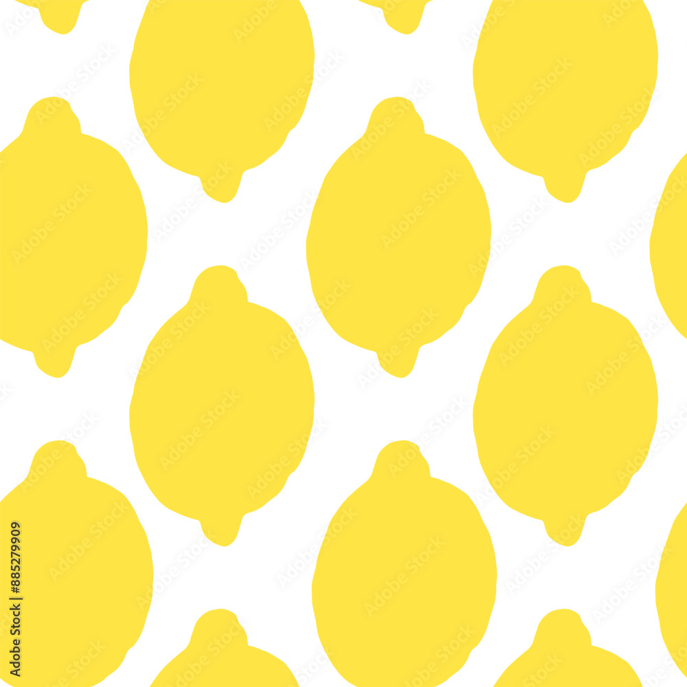 Seamless vector repeat pattern with juicy yellow lemons silhouette half ...