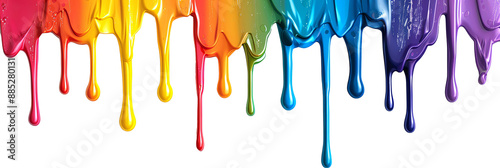 Rainbow paint drips on transparent background colorful dripping colors photo