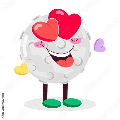 A comic style emoji with lovely eyes

