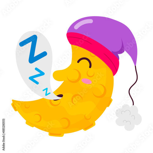 A flat style sticker of night craving