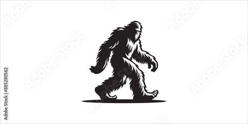Silhouette style bigfoot illustration - Mythical yeti creature design