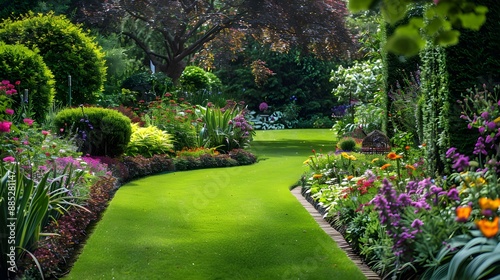 An english garden with picturesque landscapes neat lawns picture